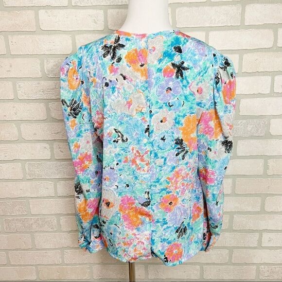 Vintage Michelle Stuart Pastel Floral Top M21 - Picture 4 of 7
